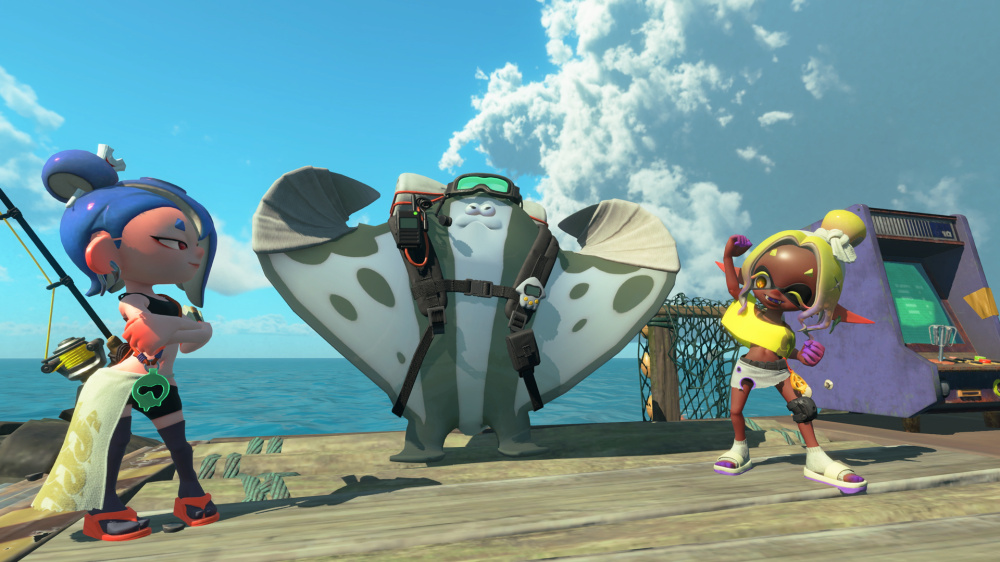 Deep Cut standing near a dock in Splatoon Raiders