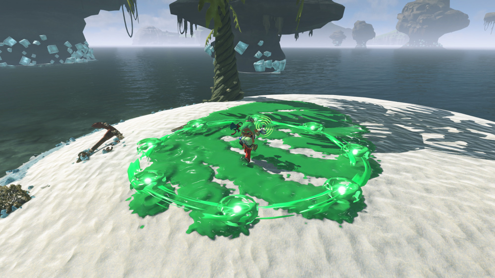 Splatoon Raiders gameplay screenshot with a green gadget effect