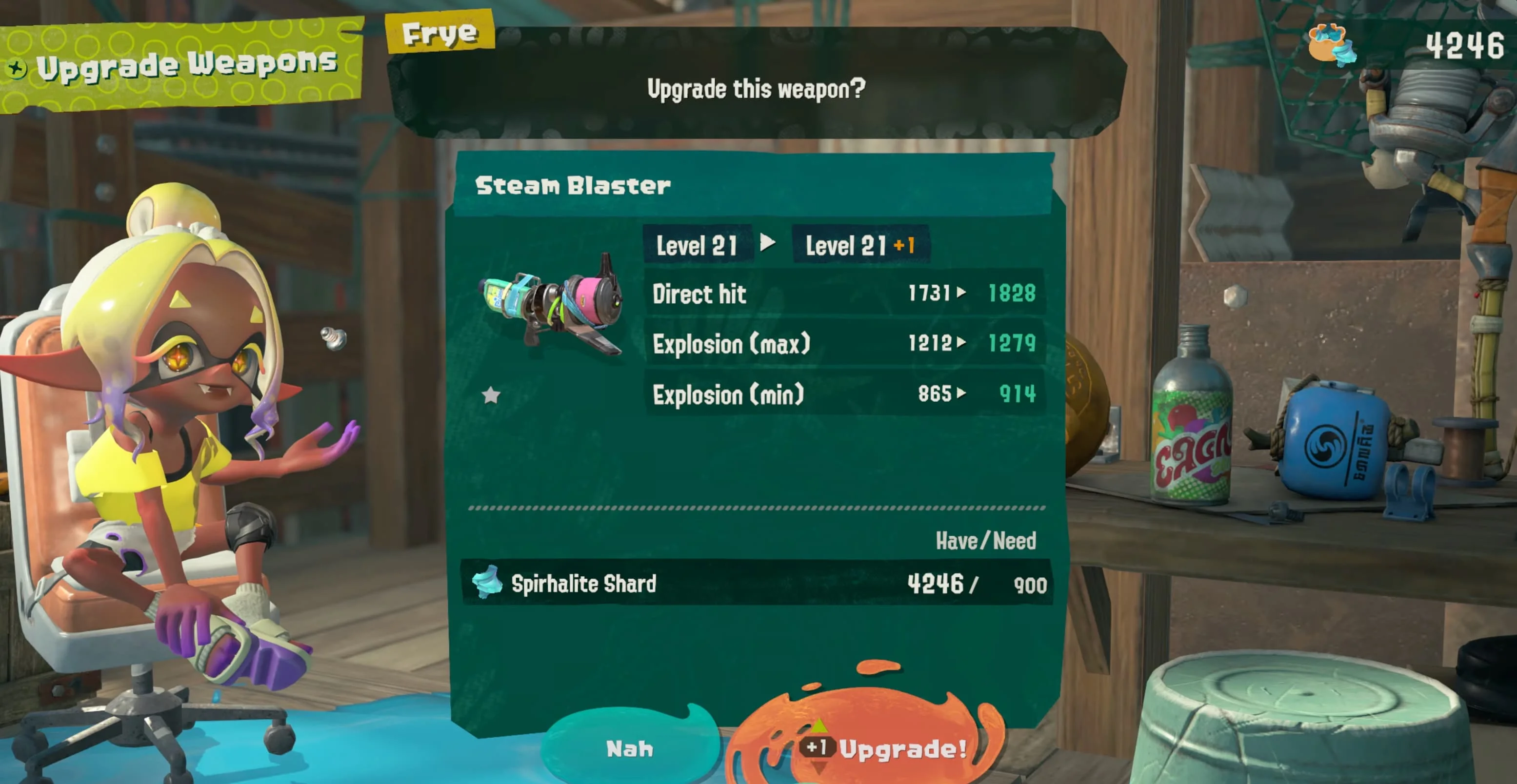 Steam Blaster level 21 upgrade preview from +0 to +1
